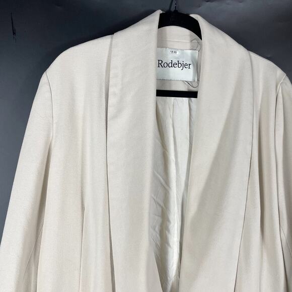 Rodebjer Idalia Blazer Beige Oversized Open Front Relaxed Shawl Collar Sz M - Picture 7 of 13
